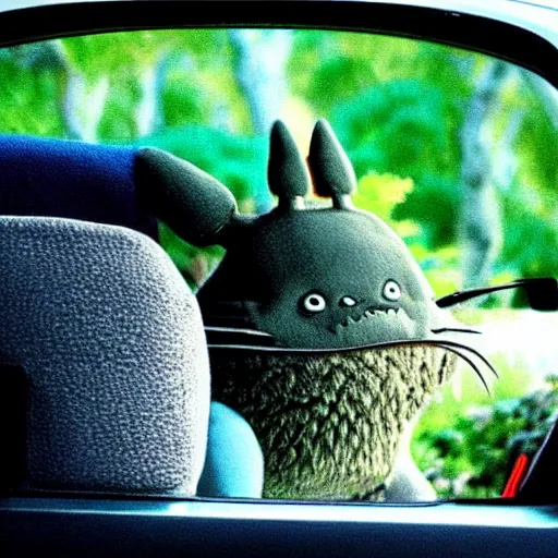 Image similar to totoro driving in a car to tokyo