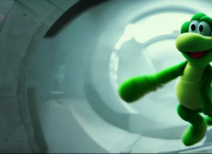 Image similar to film still of yoshi in the new sci - fi movie, 8 k