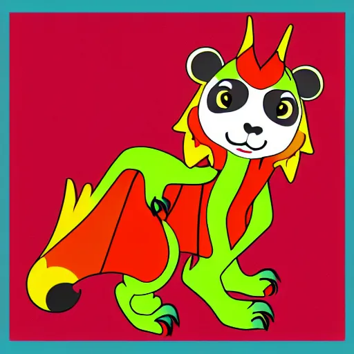 Image similar to vector art of welsh dragon and cute panda mixed, intercrossed, chimera, welsh flag, adobe illustrator