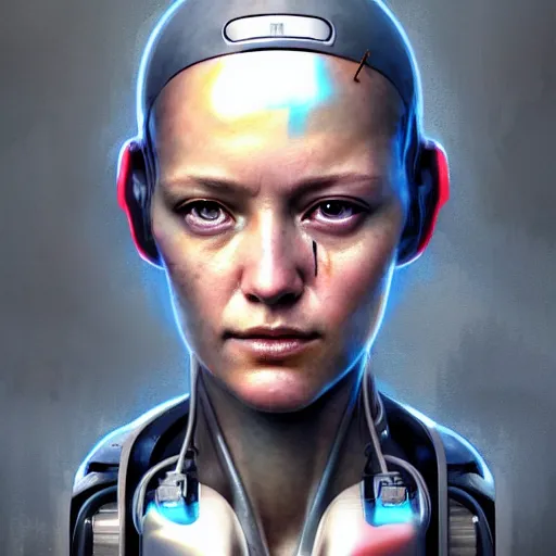 Prompt: detailed character concept art portrait of a detailed and hi - tech diesel punk robot ’ s face, depth of field background, artstation, award - winning realistic sci - fi concept art by greg rutkowski and yoshitaka amano, in the style of james gurney, flat pop color surrealist illustration.