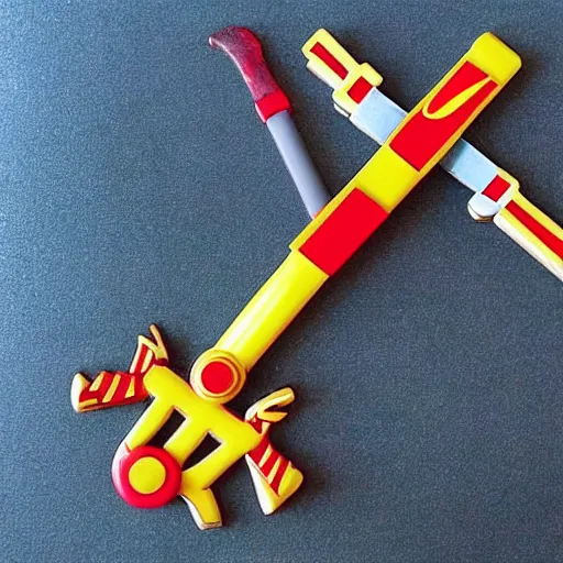 Image similar to keyblade in the style of mcdonald's