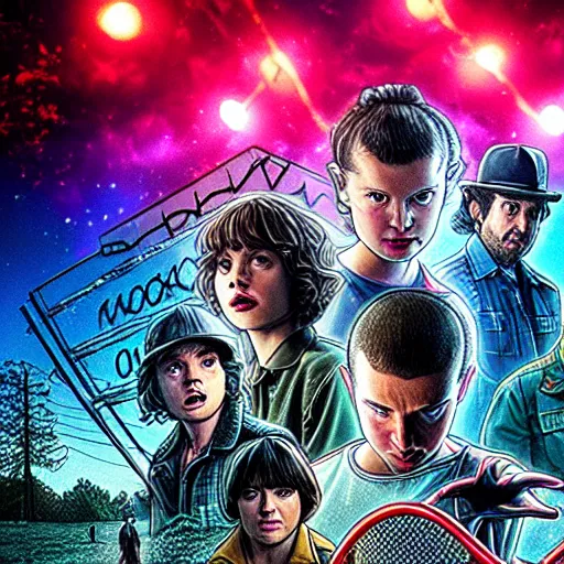 Image similar to movie still from the next season of stranger things on netflix