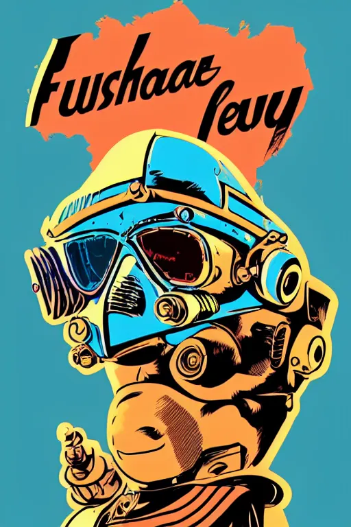 Image similar to fallout 7 6 retro futurist illustration art by butcher billy, sticker, colorful, illustration, highly detailed, simple, smooth and clean vector curves, no jagged lines, vector art, smooth andy warhol style