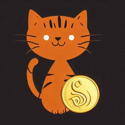 Image similar to Professional logo. Cat holding with a coin. Abstract, Pictorial.