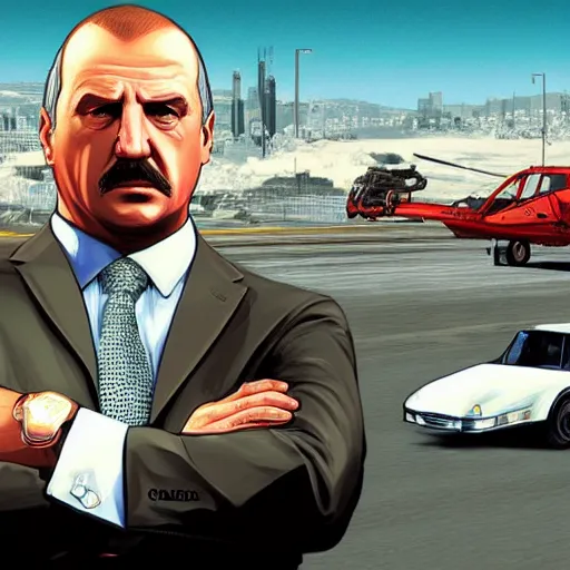 Image similar to Alexander Lukashenko in Grand Theft Auto IV artwork