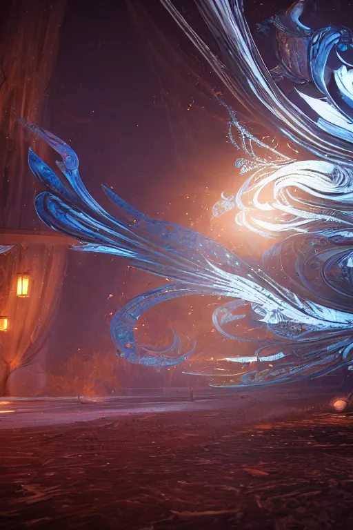 Prompt: swirling elven light streaks and ornate flowing light streams and smooth particle effects, fume fx, unreal engine