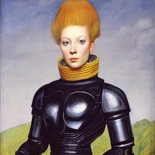 Image similar to a portrait of a female android by dieric bouts