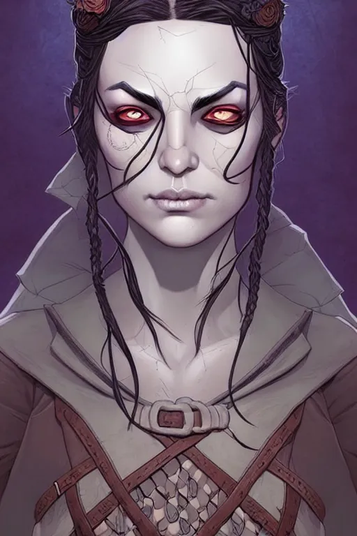 Prompt: comic cover art portrait of an undead adventurer, dnd, high fantasy digital illustration, by jenny frison and sana takeda, intricate details, stunning inking lines, flat colors, 4 k, hd, artstation