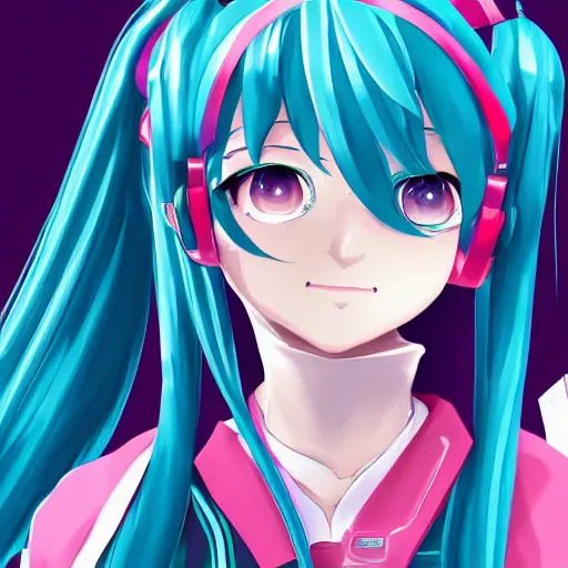 Image similar to Digital art of Hatsune Miku drawing by NakanoArt, trending on Artstation