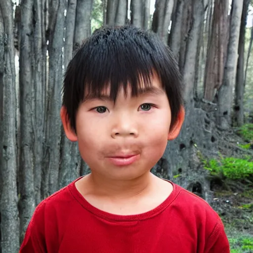 Image similar to vietnamese 6 year old as luke skywalker, underbite, heart shaped face, crew cut hair