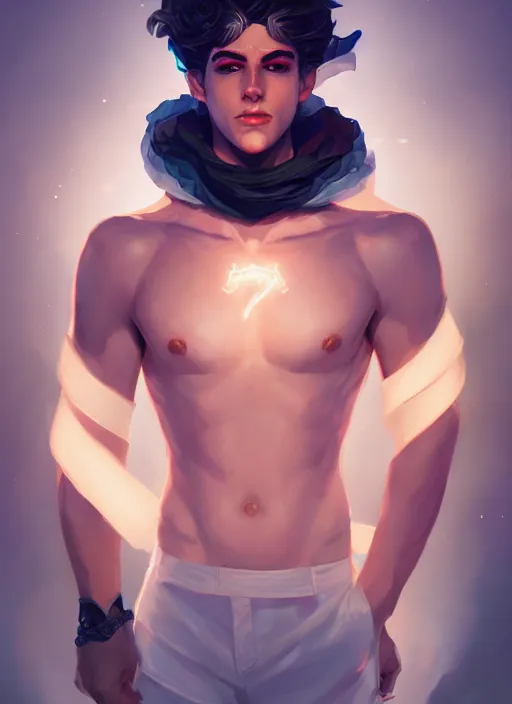 Image similar to the god hermes, white skin, male, portrait, sharp focus, digital art, concept art, dynamic lighting, subsurface scattering, photoreal, trending on artstation, by emylie boivin and rossdraws