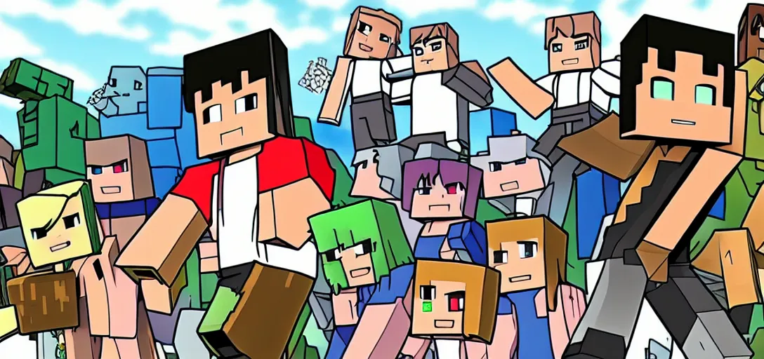 Image similar to Minecraft if it was an Anime