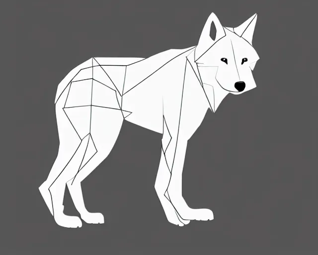 Image similar to professional digital art of a full-body outline of a wolf, very simple, all white with black lines, high quality, HD, 8K,