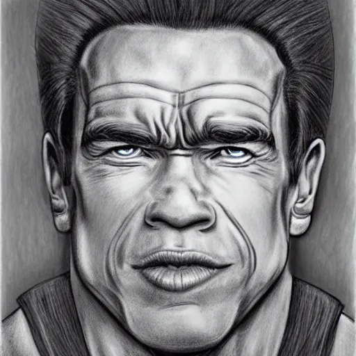 Image similar to Arnold Schwarzenegger as a character in the cartoon sonic the hedgehog. pencil drawing