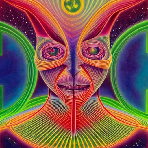 Prompt: Liminal space in outer space by Alex Grey