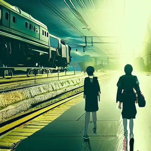 Image similar to :: Train to Hogwarts :: cyberpunk style :: Makoto Shinkai cyberpunk style :: Cinematography by Zack Snyder ::8k resolution :: cinematic shot.