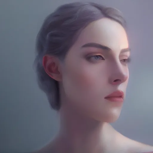 Image similar to a beautiful woman, aesthetic, oil painting, pale colors, high detail, 8 k, wide angle, octane render, trending on artstation,