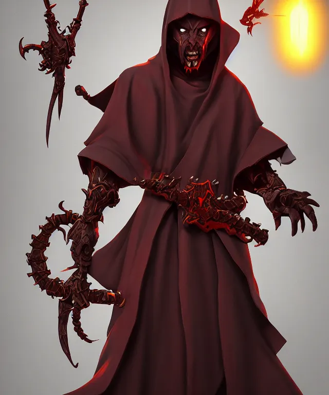 Prompt: a cloaked demonic monk in an overwatch artstyle, crisp 8 k line art, digital painting, artstation, unreal engine, octane render, emissive lighting, concept art, matte, sharp focus, hyper realistic lighting, illustration, art by junto ito and takato yamamoto and philippe druillet