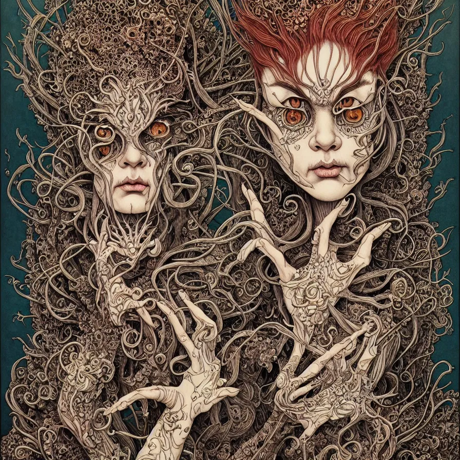 Image similar to portrait painted in jacek yerka style drawn by vania zouravliov and takato yamamoto, inspired by slavic demons, intricate acrylic gouache painting, high detail, sharp high detail, artstation