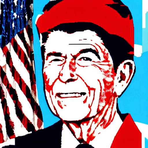 Image similar to anime lofi ronald reagan girl