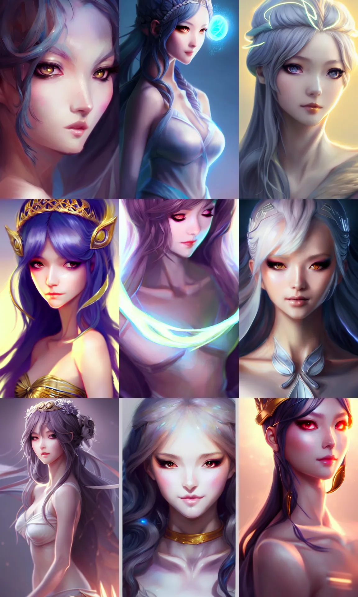 Prompt: character costume concept art of a goddess of light and shadow | | realistic anime, cute - fine - face, pretty face, realistic shaded perfect face, fine details by artgerm, wlop, rossdraws, james jean, andrei riabovitchev, bangkuart, and sakimichan, seoul, south korea, trending on artstation