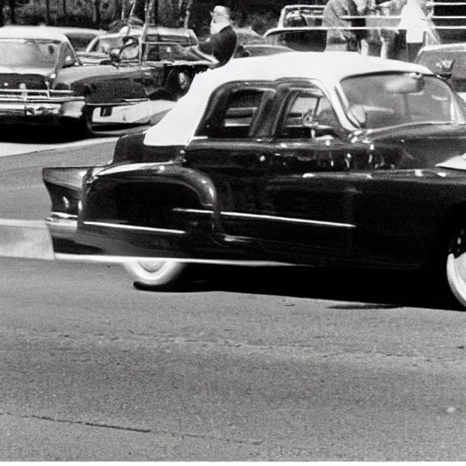 Prompt: the very moment where Kennedy was shot in the car