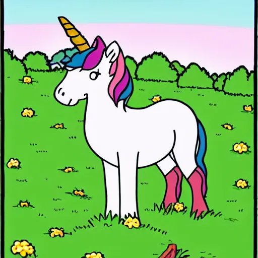 Image similar to unicorn in the bush, simpsons style