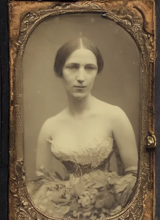 Prompt: wetplate daguerreotype portrait of an elegant woman, covered by an octopus, by louis jacques mande daguerre