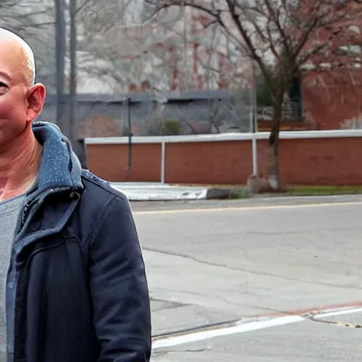 Prompt: jeff bezos as a homeless man