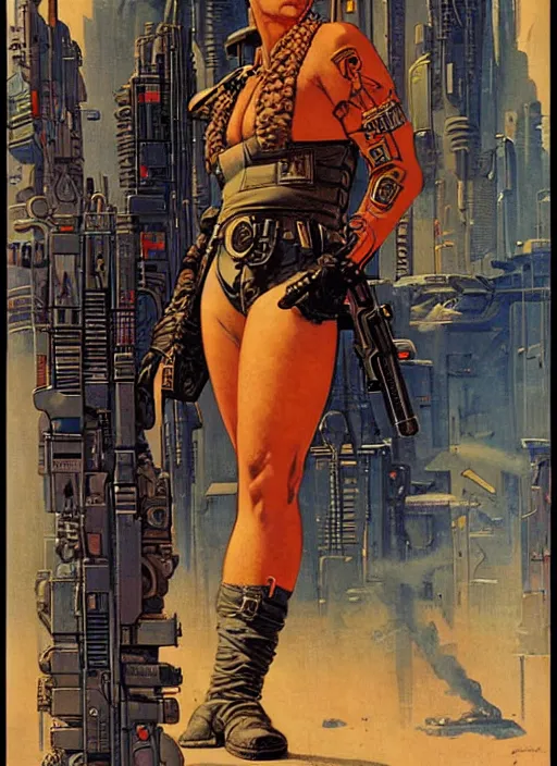 Image similar to cyberpunk mercenary. portrait by jean giraud and anton otto fischer and john philip falter and will eisner and gil elvgren