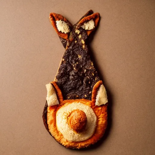 Image similar to studio photography of food in the shape of a fox