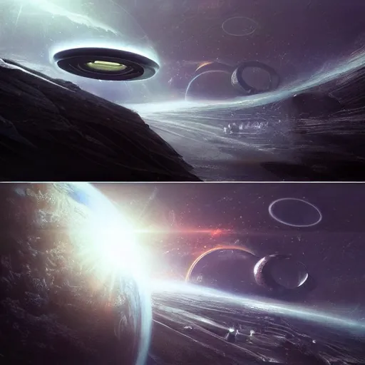 Prompt: a futuristic planetary ring highly detailed, smooth, sharp, rays of light, award winning art by greg rutkowski