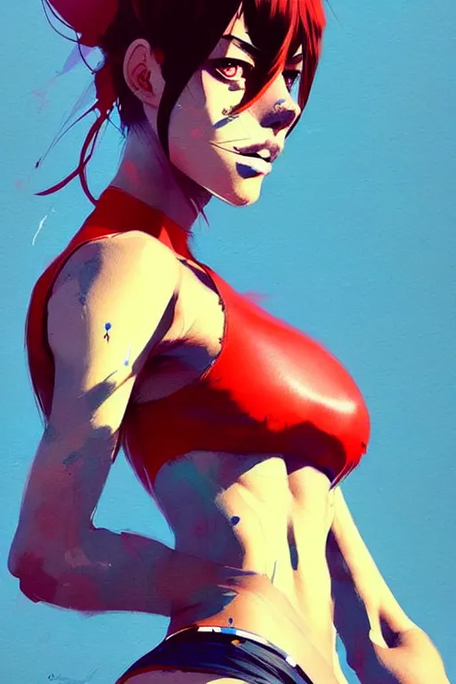 Image similar to a ultradetailed beautiful painting of a stylish boxer girl, by conrad roset, greg rutkowski and makoto shinkai trending on artstation