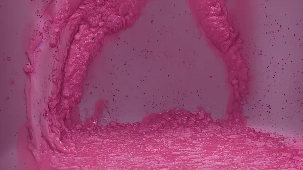 Image similar to a large vat of rotten pink fluid in a laboratory, photorealistic, octane render 8 k uhd