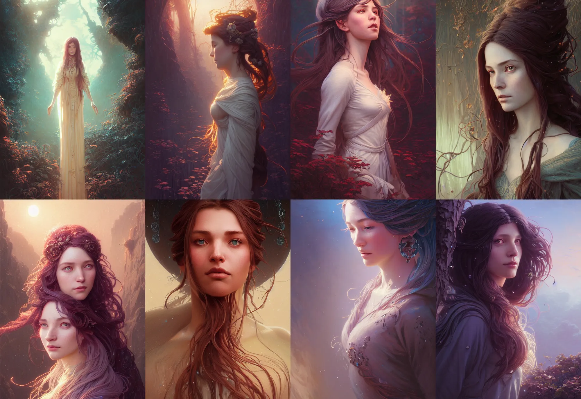 Image similar to highly detailed portrait of a woman with long hairs, stephen bliss, unreal engine, fantasy art by greg rutkowski, loish, rhads, ferdinand knab, makoto shinkai and lois van baarle, ilya kuvshinov, rossdraws, tom bagshaw, alphonse mucha, global illumination, radiant light, detailed and intricate environment