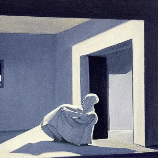 Image similar to A ghost in a land of blueberries by Edward Hopper