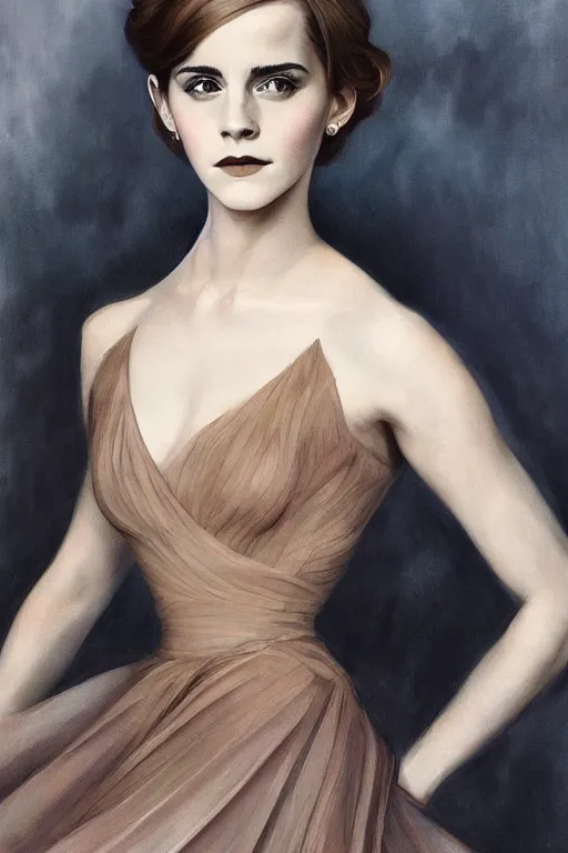 Image similar to emma watson. a streamline moderne portrait in the style of anna dittmann and donato giancola and charles dulac.