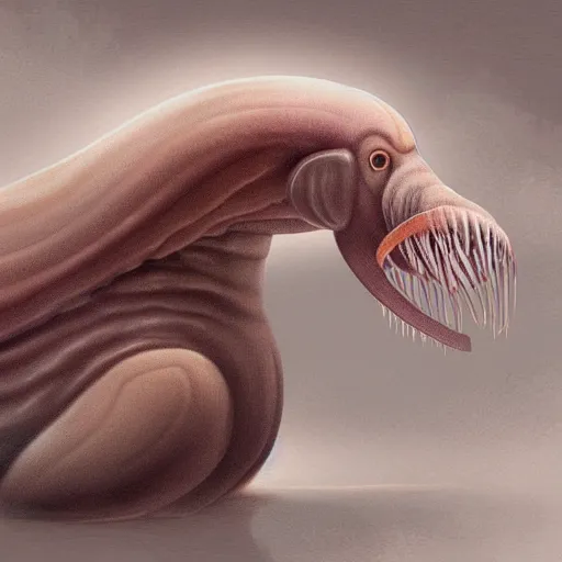 Prompt: A stunning digital painting of a walrus squid monster, professional digital art