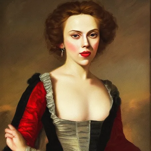 Image similar to portrait of scarlett johansson, 1 8 century painting