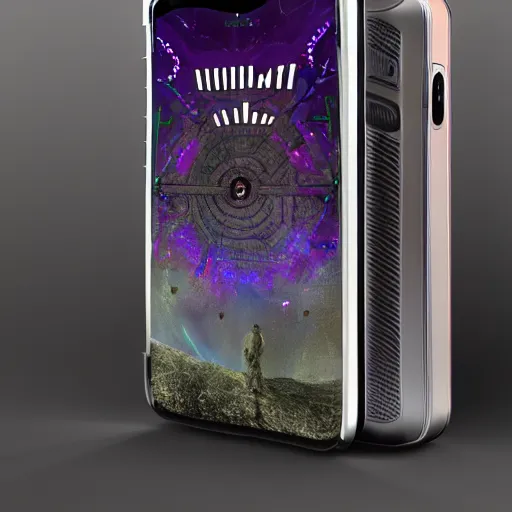 Image similar to phone that is a portal to another dimension, high detail, concept art, computer art