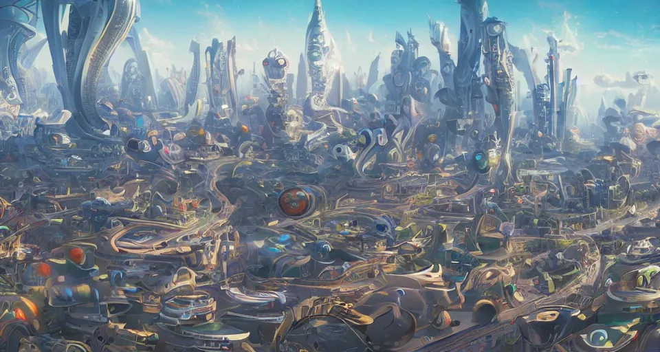 Prompt: view on futuristic city in the horizon, illustration by craola, detailed, sharp, masterpiece, 8 k