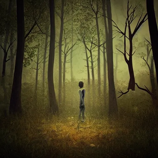 Prompt: “creepy young girl standing in the dark woods, photorealistic, cinematic lighting”