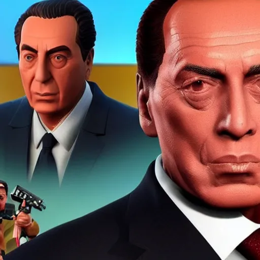 Image similar to Silvio Berlusconi in Fortnite very detailed 4k quality super realistic