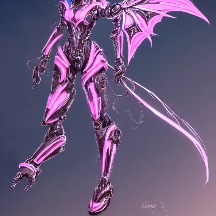 Image similar to highly detailed exquisite fanart, of a stunning beautiful female warframe, but as an anthropomorphic robot dragon, standing elegantly, shining reflective off-white plated armor, bright Fuchsia skin, sharp claws, full body shot, epic cinematic shot, realistic, professional digital art, high end digital art, DeviantArt, artstation, Furaffinity, 8k HD render, epic lighting, depth of field