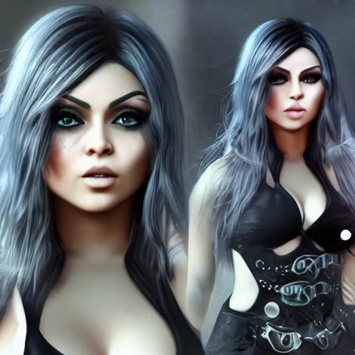 Prompt: portait of haifa wehbe, long hair, hd, centred, unreal engine, final fantasy style
