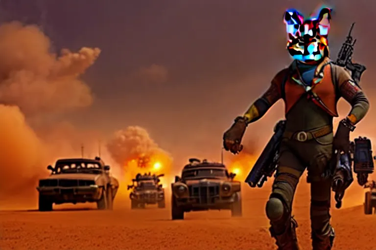 Image similar to nick wilde, heavily armed and armored facing down armageddon in a dark and gritty reboot from the makers of mad max : fury road : witness me