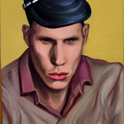 Prompt: a painting of Jerma985 in the style of Disco Elysium