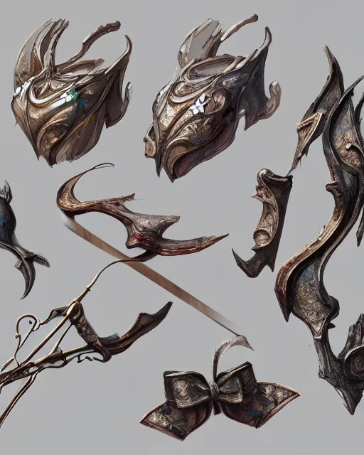 Prompt: realistic concept art of magic infused bows, detailed, 1 4 5 0, delicate, hyper realism, ultra realistic, 8 k