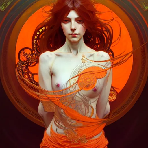 Image similar to sacral chakra, intricate, elegant, highly detailed, digital painting, artstation, concept art, smooth, sharp focus, illustration, art by Krenz Cushart and Artem Demura and alphonse mucha