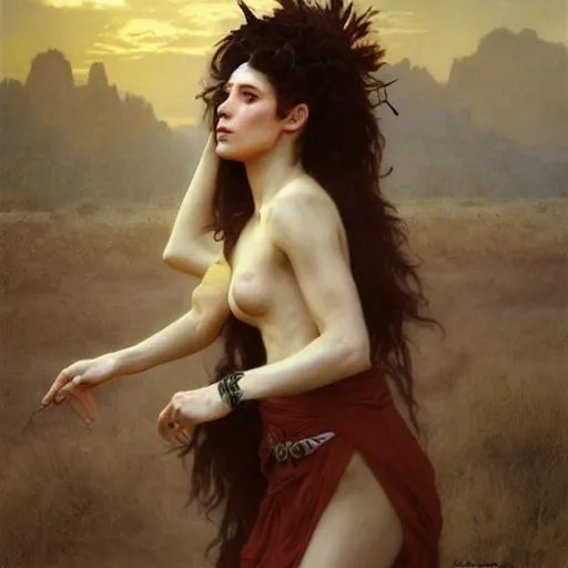 Prompt: witch dance in desert, ultra realistic, ultra detailed, concept art, trending on artstation, By Bouguereau. Ruan Jia. Ayami Kojima. Masterpiece